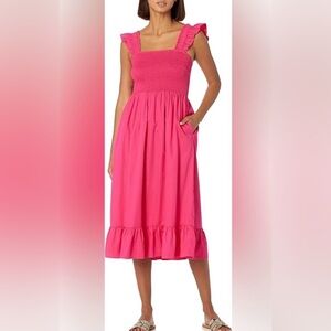 Chic Pink Ruffle Midi Dress